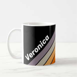 Retro Vibe Rainbow Striped with Name Coffee Mug