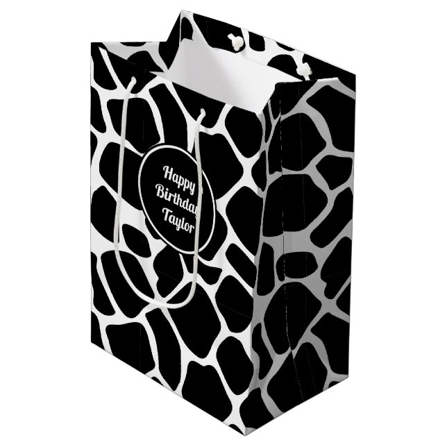 Retro Vibe Rustic Cow Hide Animal Print Pattern Medium Gift Bag (Front Angled)