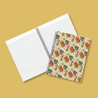 Retro Vibes - 1980s Cassette Tapes Pattern Notebook
