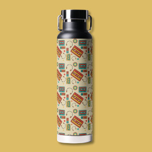 Retro Vibes - 1980s Cassette Tapes Pattern Water Bottle