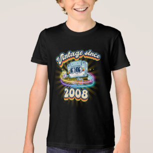 Retro Vibes 2008 Vintage Style 17th Birthday Tri-Blend Shirt