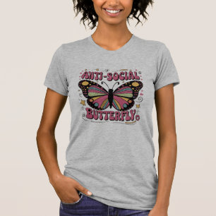 Retro Vibes: Anti-Social Butterfly Humour T-Shirt
