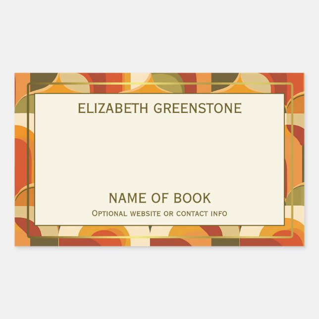 Retro Vibes Author Signature Bookplate Rectangular Sticker (Front)