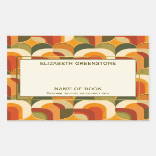 Retro Vibes Author Signature Bookplate Rectangular Sticker