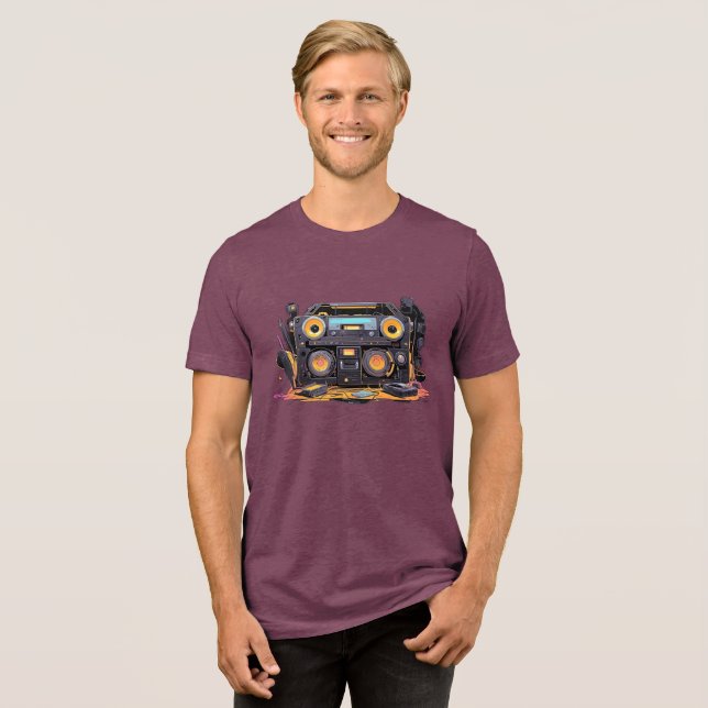 Retro Vibes: Boombox Dreams Tri-Blend Shirt (Front Full)