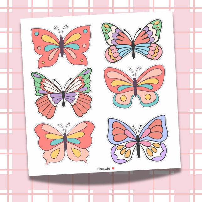 Retro Vibes Butterfly Custom-Cut Vinyl Stickers (Flutter into Fun with These Groovy Butterflies!)