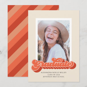 Retro Vibes (Coral) Photo Graduation Announcement