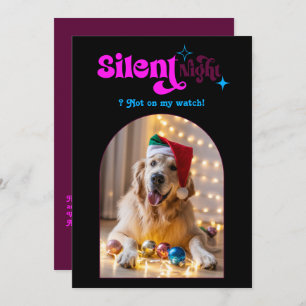 Retro Vibes Funny Retro Pet Dog Christmas Photo Holiday Card