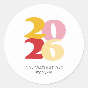 Retro Vibes Graduation Celebration Party Classic Round Sticker