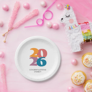 Retro Vibes Graduation Celebration Party Paper Plate