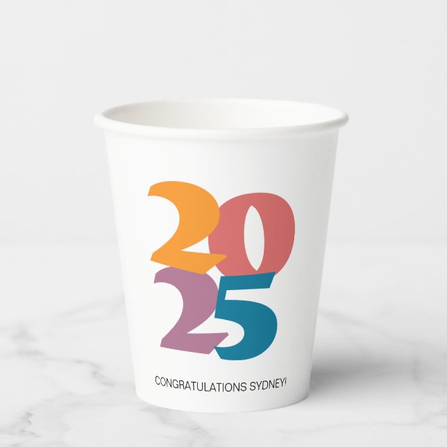 Retro Vibes Graduation Party Class of 2024 Paper Cups (Front)