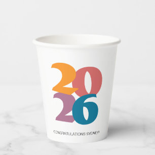 Retro Vibes Graduation Party Class of 2024 Paper Cups
