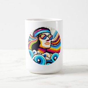 Retro Vibes: Groovy Hobbies in Pixel Art Coffee Mug