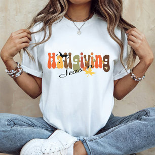 Retro Vibes Halloween Hallgiving Season T-Shirt