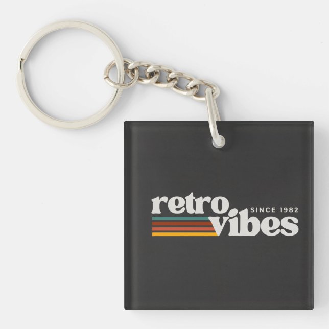 retro vibes  key ring (Front)