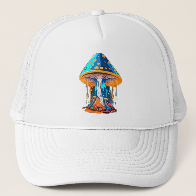 Retro Vibes, Modern Flair - Groovy Mushroom  Trucker Hat (Front)