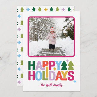 Retro Vibes Multi-Colour Holiday Photo Card