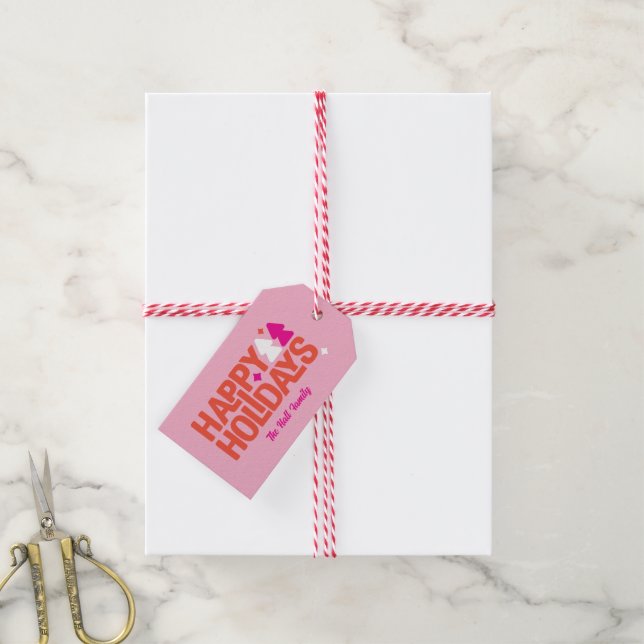 Retro Vibes Orange and Pink Gift Tag (With Twine)