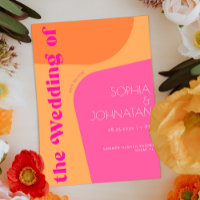 Retro vibes orange pink bold abstract wedding