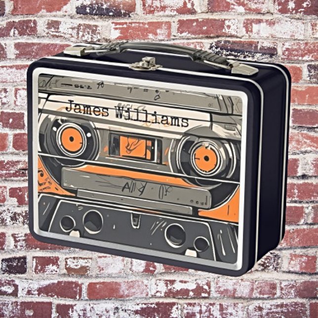 Retro Vibes: Personalised Hand-Drawn Cassette Tape Metal Lunch Box (Creator Uploaded)