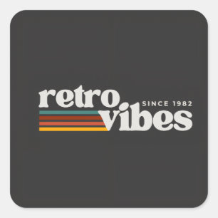 retro vibes square sticker