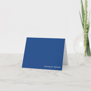 Retro Vibrant Blue Minimalist Personalised Name Note Card