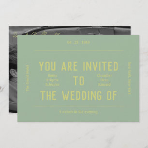 Retro Vibrant Monochrome Green Wedding  Invitation