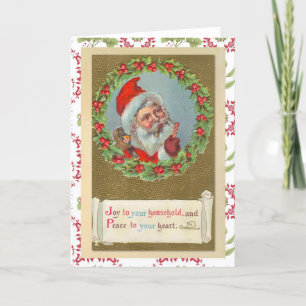 Retro Victorian Christmas Santa Claus Holiday Card