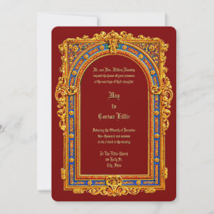 Retro Victorian Era 1887 Arched Frame Wedding Invitation