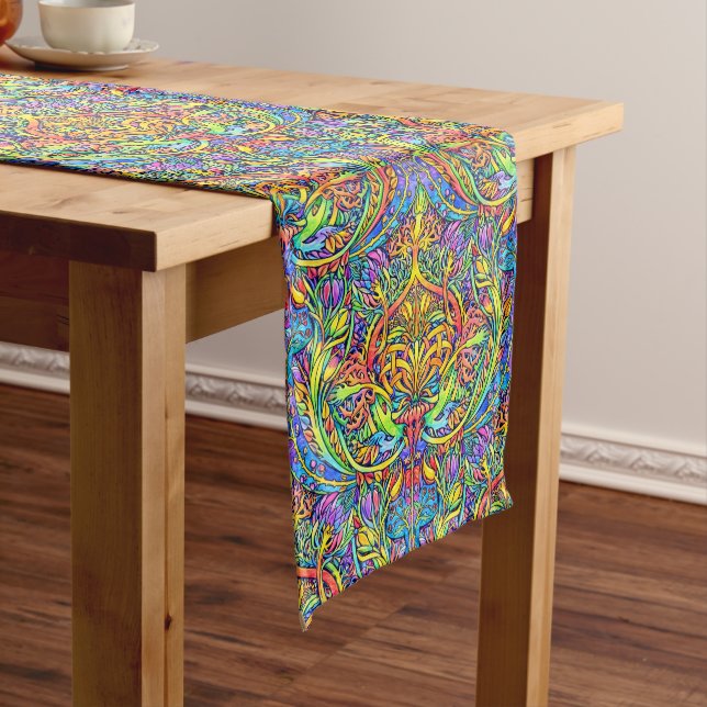 Retro Victorian Era Art Nouveau Ornament Pattern Short Table Runner (In Situ)