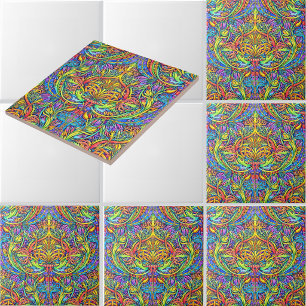 Retro Victorian Era Art Nouveau Ornament Pattern Tile