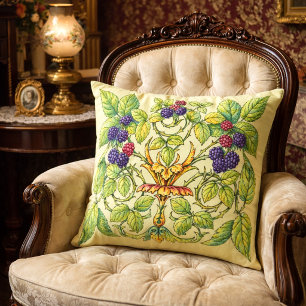 Retro Victorian Era Blackberries Cushion