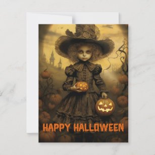 Retro Victorian Photography Halloween bad witch Postcard