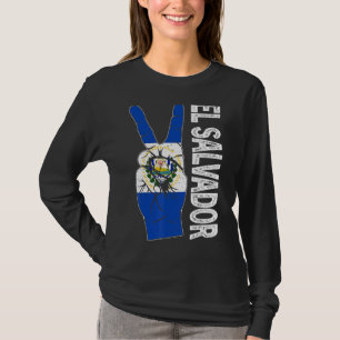 Retro Victory Two Fingers El Salvador Flag Patriot T-Shirt