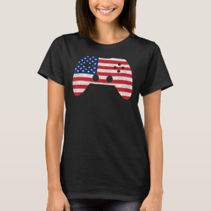 Retro Video Game Controller American Flag 4th Of J T-Shirt
