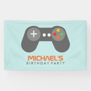 Retro Video Game Controller Kids Birthday Party Banner
