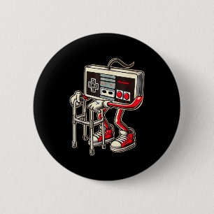 Retro Video Game Controller With Walker Funny Game 6 Cm Round Badge