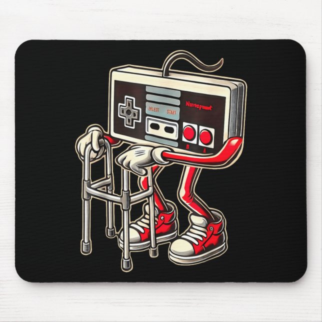Retro Video Game Controller With Walker Funny Game Mouse Mat (Front)