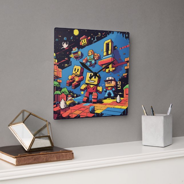 Retro Video Game Culture1 Square Wall Clock (Office)
