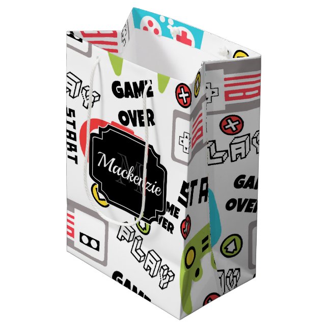Retro Video Game Medium Gift Bag (Front Angled)