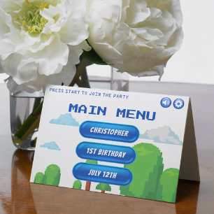 Retro Video Game Menu 1st Birthday Party