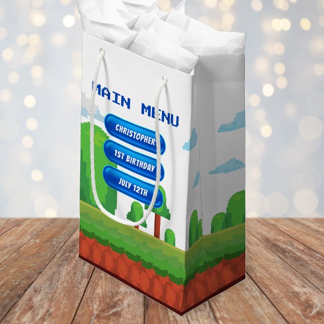 Retro Video Game Menu 1st Birthday Party Small Gift Bag (Retro Video Game Menu 1st Birthday Party Small Gift Bag
)
