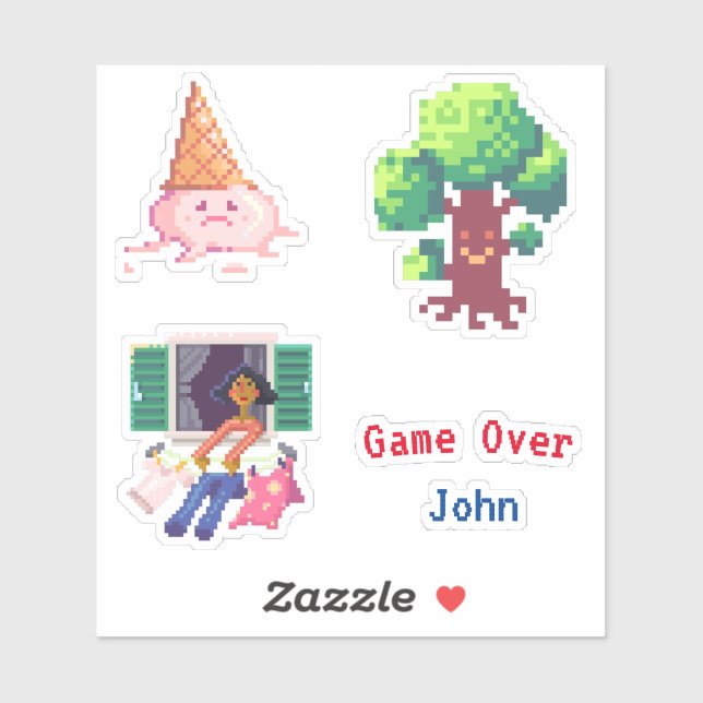 Retro Video Game ( pixel Art ) Game over Sticker (Sheet)
