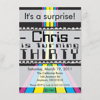 Retro Video Game Thirtieth Birthday Invitation