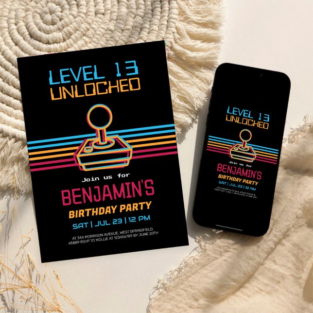 Retro Video Gaming Gamer Boy Birthday Invitation (Creator Uploaded)