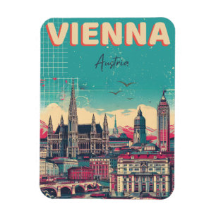 Retro Vienna city Austria skyline gifts Magnet