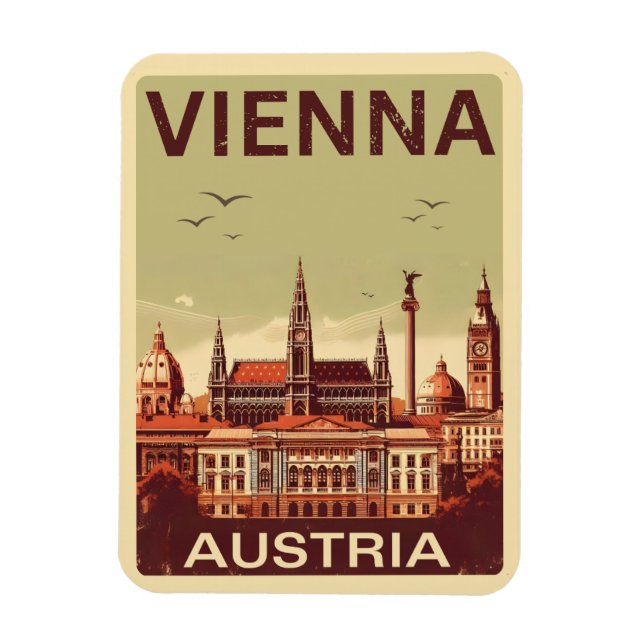 Retro Vienna city Austria skyline gifts  Magnet (Vertical)