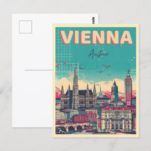 Retro Vienna city Austria skyline gifts  Postcard