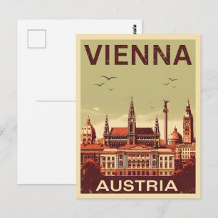 Retro Vienna city Austria skyline gifts  Postcard