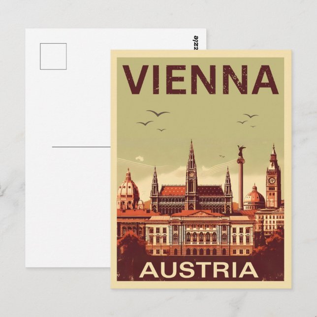 Retro Vienna city Austria skyline gifts  Postcard (Front/Back)